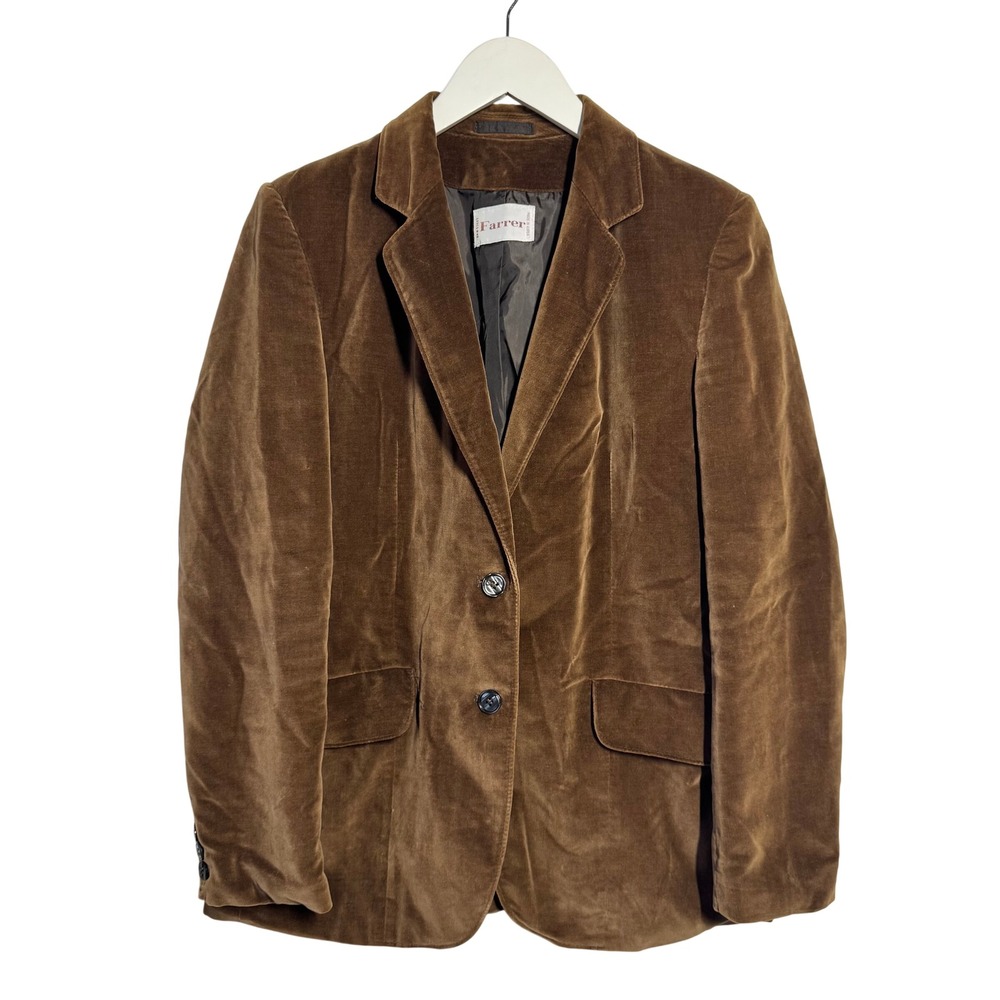 Farrer Brown Velvet Blazer Two Button Tailored Jacket Vintage Old Money Preppy